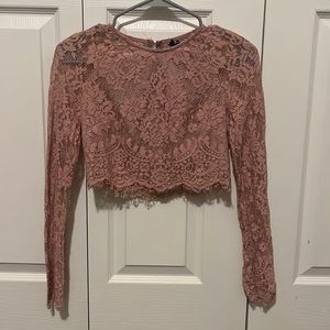 Pink lace crop top